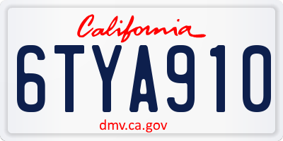 CA license plate 6TYA910