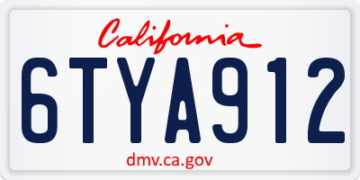CA license plate 6TYA912