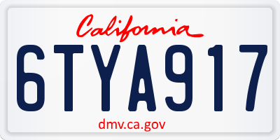 CA license plate 6TYA917