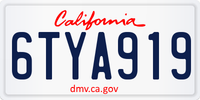 CA license plate 6TYA919