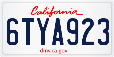 CA license plate 6TYA923