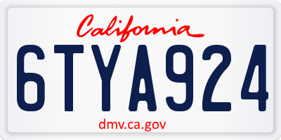 CA license plate 6TYA924