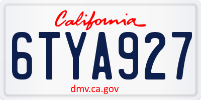 CA license plate 6TYA927
