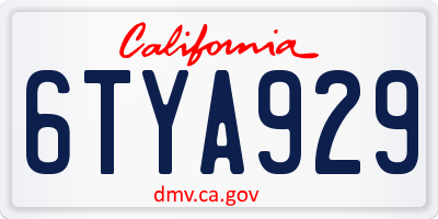 CA license plate 6TYA929