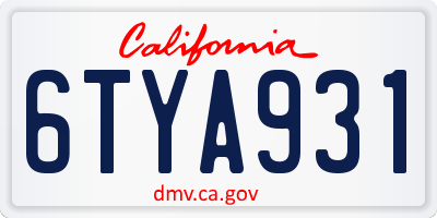 CA license plate 6TYA931