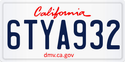 CA license plate 6TYA932