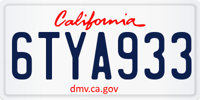 CA license plate 6TYA933