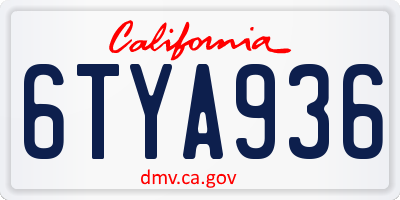 CA license plate 6TYA936