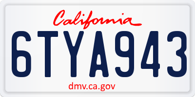 CA license plate 6TYA943