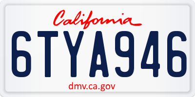 CA license plate 6TYA946