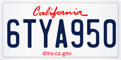 CA license plate 6TYA950