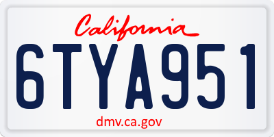 CA license plate 6TYA951