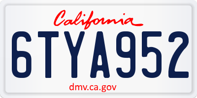 CA license plate 6TYA952