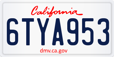 CA license plate 6TYA953