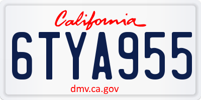 CA license plate 6TYA955