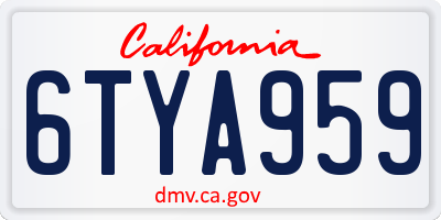 CA license plate 6TYA959