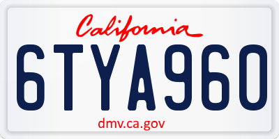 CA license plate 6TYA960