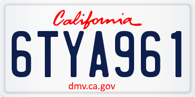 CA license plate 6TYA961