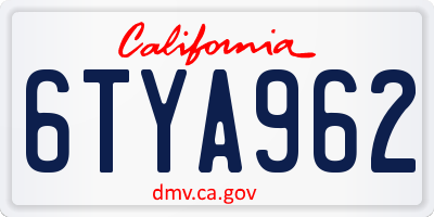 CA license plate 6TYA962