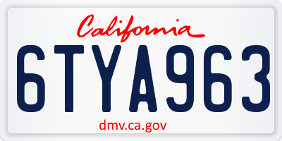 CA license plate 6TYA963