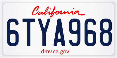 CA license plate 6TYA968