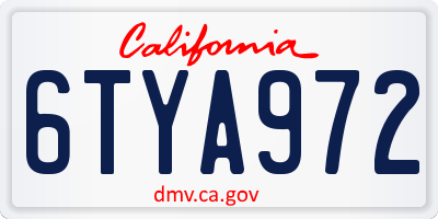 CA license plate 6TYA972