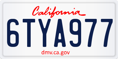 CA license plate 6TYA977
