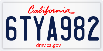 CA license plate 6TYA982
