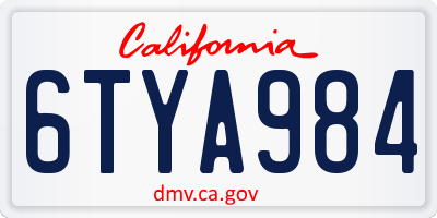 CA license plate 6TYA984