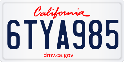 CA license plate 6TYA985