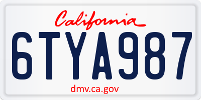 CA license plate 6TYA987