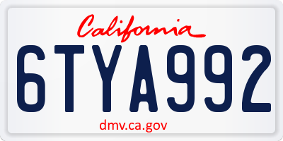 CA license plate 6TYA992