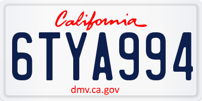 CA license plate 6TYA994
