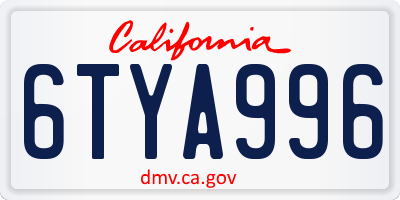 CA license plate 6TYA996