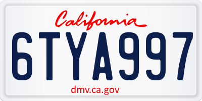 CA license plate 6TYA997