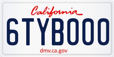 CA license plate 6TYB000