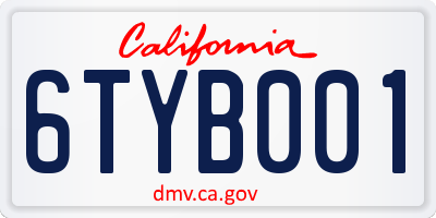 CA license plate 6TYB001
