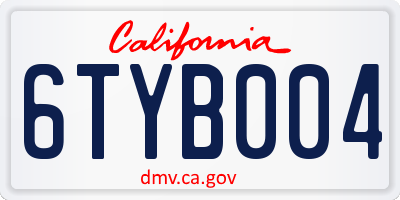 CA license plate 6TYB004