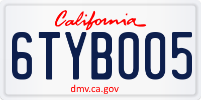 CA license plate 6TYB005
