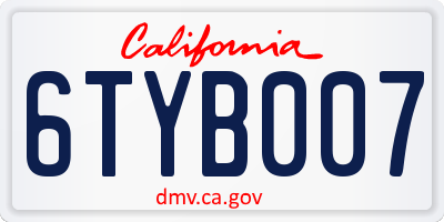 CA license plate 6TYB007
