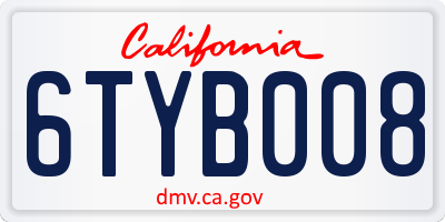 CA license plate 6TYB008