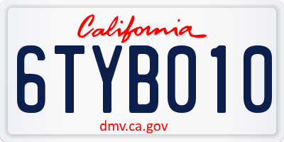 CA license plate 6TYB010