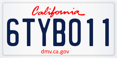 CA license plate 6TYB011