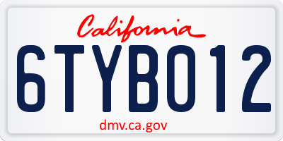 CA license plate 6TYB012