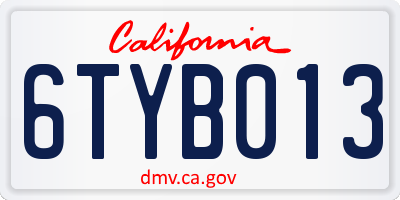 CA license plate 6TYB013