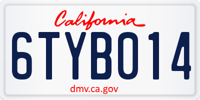 CA license plate 6TYB014