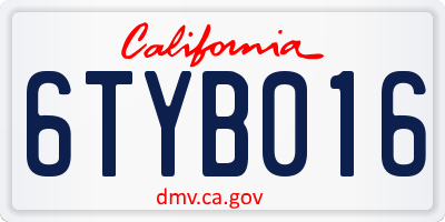 CA license plate 6TYB016