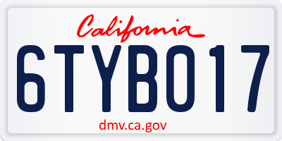 CA license plate 6TYB017