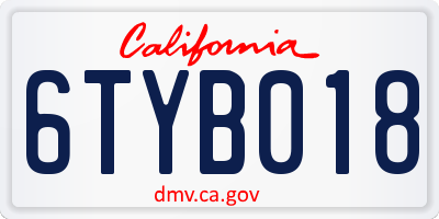 CA license plate 6TYB018