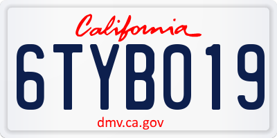 CA license plate 6TYB019